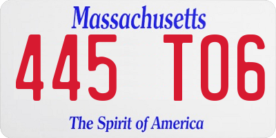MA license plate 445TO6