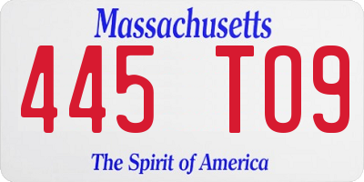 MA license plate 445TO9