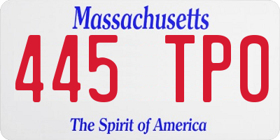 MA license plate 445TP0