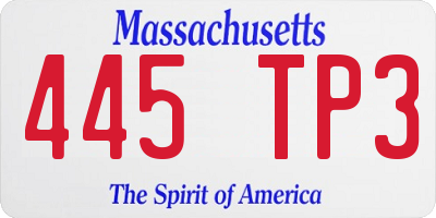 MA license plate 445TP3