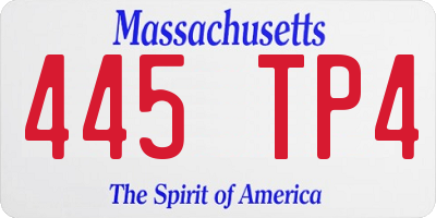 MA license plate 445TP4