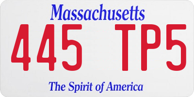 MA license plate 445TP5