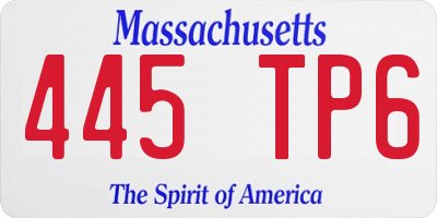 MA license plate 445TP6