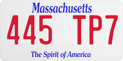MA license plate 445TP7