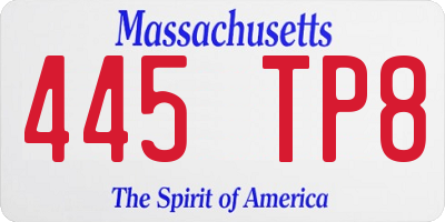 MA license plate 445TP8