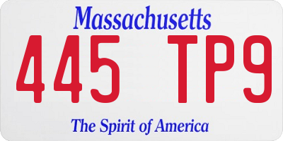 MA license plate 445TP9