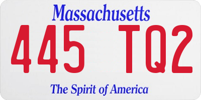 MA license plate 445TQ2