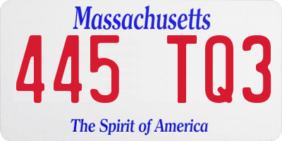 MA license plate 445TQ3