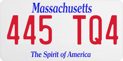 MA license plate 445TQ4
