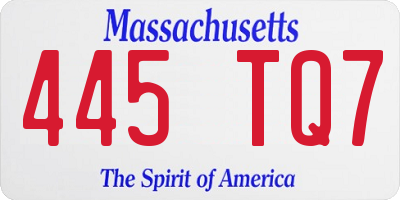 MA license plate 445TQ7