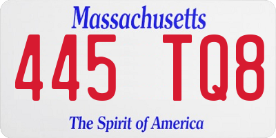 MA license plate 445TQ8