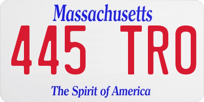 MA license plate 445TR0