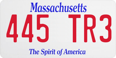 MA license plate 445TR3