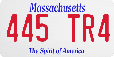 MA license plate 445TR4