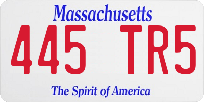 MA license plate 445TR5