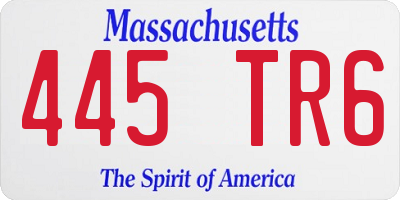 MA license plate 445TR6