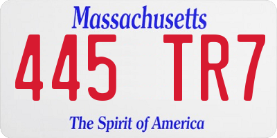 MA license plate 445TR7