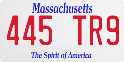 MA license plate 445TR9