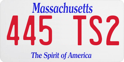 MA license plate 445TS2