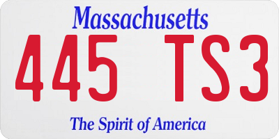 MA license plate 445TS3