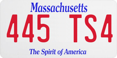 MA license plate 445TS4