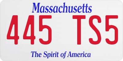 MA license plate 445TS5