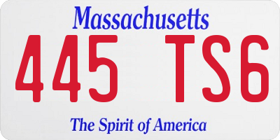 MA license plate 445TS6