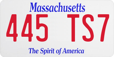 MA license plate 445TS7
