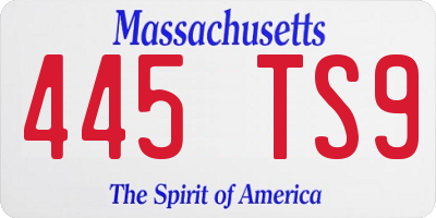 MA license plate 445TS9