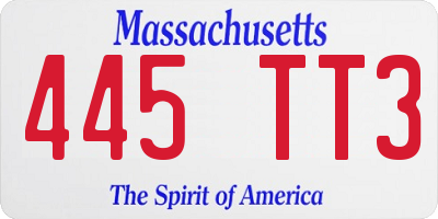 MA license plate 445TT3