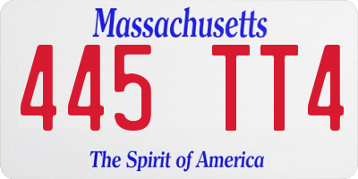 MA license plate 445TT4