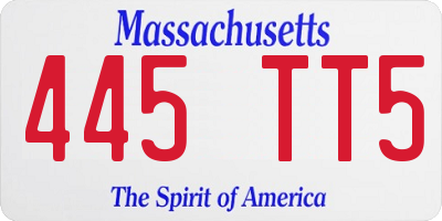 MA license plate 445TT5