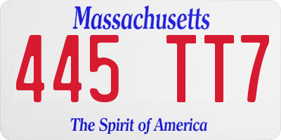 MA license plate 445TT7