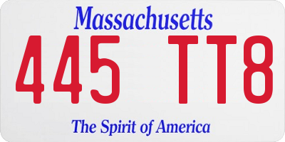 MA license plate 445TT8