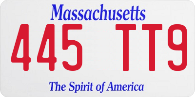 MA license plate 445TT9