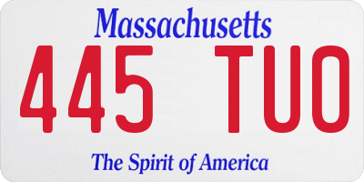MA license plate 445TU0