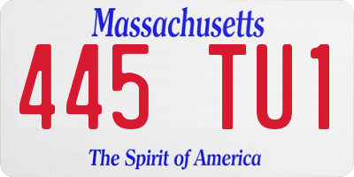 MA license plate 445TU1