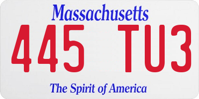 MA license plate 445TU3