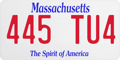 MA license plate 445TU4