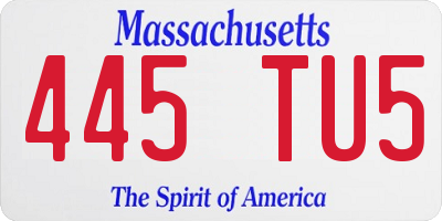MA license plate 445TU5