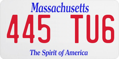 MA license plate 445TU6