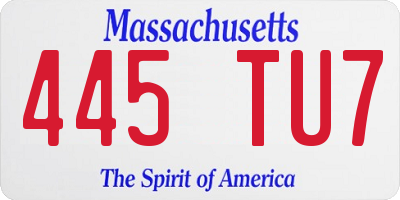 MA license plate 445TU7
