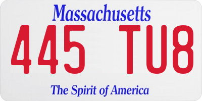 MA license plate 445TU8