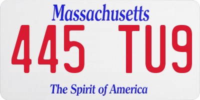 MA license plate 445TU9