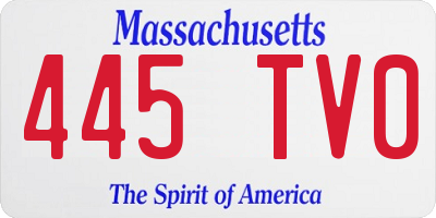 MA license plate 445TV0
