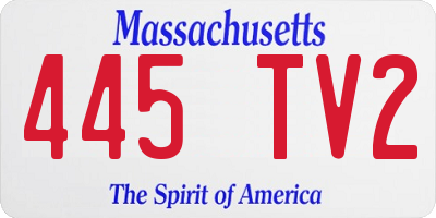 MA license plate 445TV2