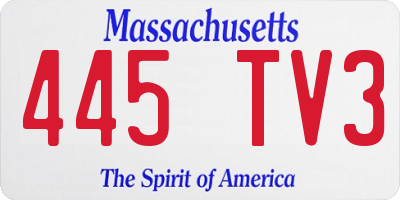 MA license plate 445TV3