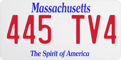 MA license plate 445TV4