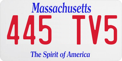 MA license plate 445TV5