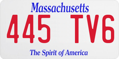 MA license plate 445TV6